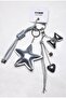 Silver Star and Object Multi Detailed Clothing Bag and Phone Charm Keychain Accessory