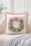 Christmas Themed 4-Piece Fringed-Tasseled Throw Pillow with Ice Skates, Snow Globe, Gingerbread House and Wreath Patterns - 4