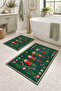 Nutcracker Soldier and Christmas Candy Patterned 2-Piece Bathroom Mat Set with Non-Slip Base, Washable - 2