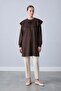 Scalloped Collar Cutout Lace Detailed Tunic Brown 10820