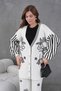 Women's Bead Embellished Sleeve Striped Knitwear Cardigan Trousers Two-Piece Set - 5
