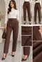 Thick Belted Skinny Leg Fabric Trousers