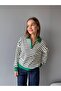 Polo Collar Half-Zip Striped Sweater