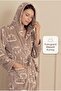 Women's Long Sleeve Hooded Welsoft Cloud Patterned Mink Dressing Gown C0T7N381 - 2