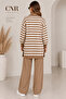 Women's Striped Shirt Collar Buttoned Oversize Knitwear Set - 5
