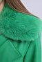 Women's Plush Collar Leather Look Long Coat - 5