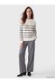 Ozmarka New Season Gray Crew Neck Striped Women's Knitwear Sweater - 2