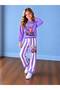 Girl's Scooter Printed Top and Striped Pants Set - 3