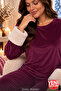 Women's Velvet Pajama Set with Plush Detail, Long Sleeve, Winter Comfortable Home Pajamas - 5