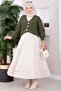 Hair Braid Patterned Buttoned Knitwear Cardigan Khaki