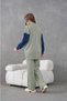 Women's Bead Embroidered Denim Sleeve Knitwear Cardigan Trousers Two-Piece Set - 6