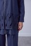 Cut-Out Lace Detailed Zippered Jacket and Trousers Set Navy Blue 14534 - 2