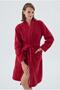 Women's Long Sleeve Welsoft Red Dressing Gown with Pockets C5T9N941