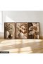 Coffee Leaves and White Flower in Vase 3 Piece Wooden Framed Painting Act - 2