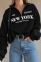Women's New York Half-Zip Oversize 3 Thread Sweatshirt
