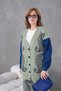 Women's Embroidered Sleeves Denim Knitwear Cardigan Trousers Two-Piece Set - 3