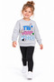 12509-26 Girl's Rabbit Printed 100% Cotton 2 Thread Threaded Crew Neck Sweatshirt 1–4 Years - 2