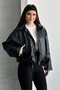 Women's New Season Leather Jacket with Plush Lining and Belt - 7