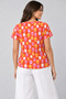 Women's 100% Cotton V-Neck Short Sleeve T-Shirt - Red Demlik - 3