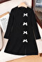 Children's Long-Sleeved Dress with Bow Detail and Slit Skirt - 3