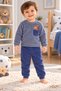 Ss Gi̇yi̇m Boys' Fleece Tracksuit Set – Dinosaur Printed Plush Sweatshirt and Pants Set