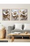 White Flower with Gold Leaves 3 Piece Wooden Framed Painting Act - 3