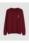 Xside Red Crew Neck Embroidered Men's Knitwear Sweater