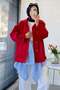 Premium Stand Collar Snap Detail Short Trench Coat - Red - 2