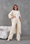 Women's Embroidered Long Cardigan Pants Knitwear Two-Piece Set - 4