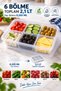 6 Compartments, 1 Piece, Leak-Proof Refrigerator Organizer, Freezer Storage Container - Winter Storage Container 2.1 Lt. - 8