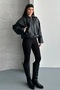 Women's New Season Leather Jacket with Plush Lining and Belt - 6