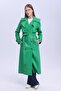 Women's Belted Double-Breasted Long Coat - 3