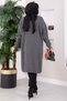 Buttoned Pocketed Long Knitwear Cardigan Anthracite - 5