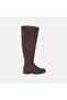 Women's Brown Rubber Detailed Zippered Suede Boots - 2