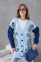 Women's Embroidered Sleeves Denim Knitwear Cardigan Trousers Two-Piece Set