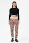 Women's Italian Waist-Tied Leopard Pattern Lycra Suede Trousers, Sizes 38 - 44