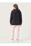 Women's Plus Size Hooded Sweatshirt Embossed Printed Floral Pattern Black - 8