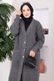 Buttoned Pocketed Long Knitwear Cardigan Anthracite - 3