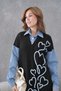 Women's Embroidered Shirt Collar Denim Long Sleeve Knitwear Dress - 5