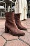 Vlaho Brown Suede (7 cm Sole) Women's Daily Boots with Front Stitching Detail and Zipper - 5