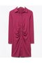 Pink Dress with Shirt Collar and Ruffle Detail - 3