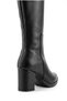 Women's Black Winter Pointed Toe Thick Heeled Side Zipper Long Below-Knee Boots 7 cm Heel Kuna - 6