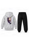 Kpop Demon Hunters Rumi Yuz Line Printed Children's Hooded Tracksuit Set