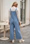 Light Blue Strappy Tie-Up Double Pocket Washable Wide Leg Casual Loose Woven Jumpsuit 140 55 - 8