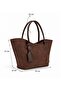 Brown Suede Shk284 Large Volume, Zippered, Oversized, Shopper Shoulder Bag - 8