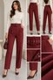 Thick Belted Skinny Leg Fabric Trousers