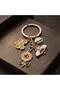Bee and Sunflower Figured Bag Keychain with Honeycomb Detail Gold Metal Bag Accessory - 4