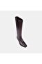 Women's Brown Square-Toe Zippered Short Heeled Leather Boots - 7