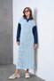 Women's Embroidered Shirt Collar Denim Long Sleeve Knitwear Dress - 2