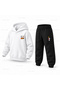 Snoopy Leaf Stack Printed Children's Hooded Tracksuit Set - 3